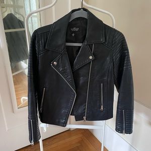 Black Topshop Faux Leather Jacket Size 4
